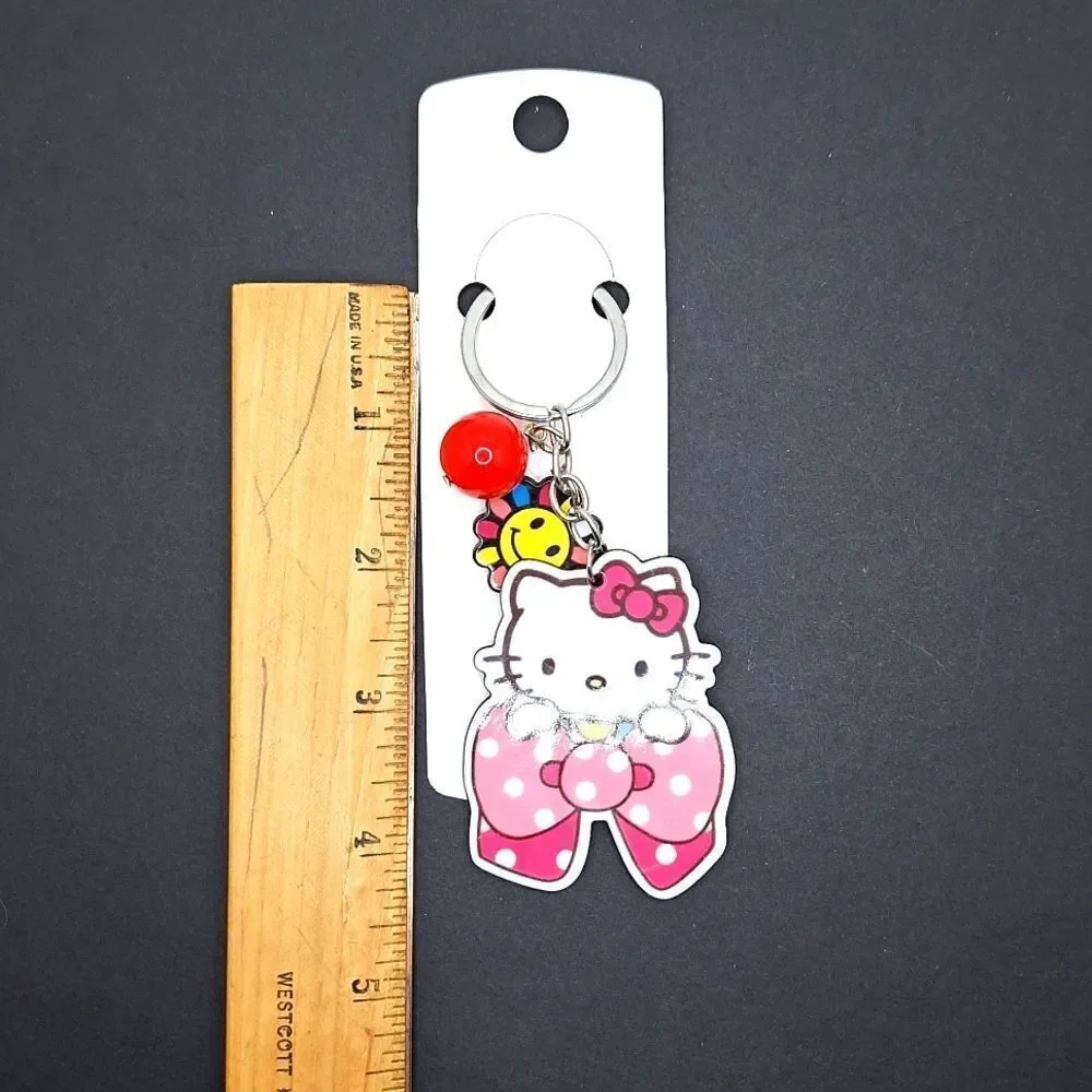 Hello kitty with polka-dot bow keychain charm